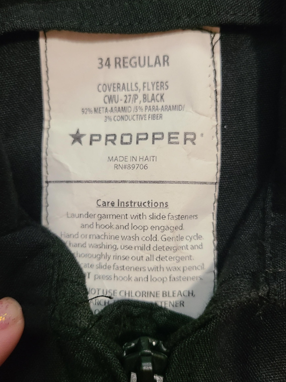 Propper Black Flight Jumpsuit Costume - Picture 2 of 8